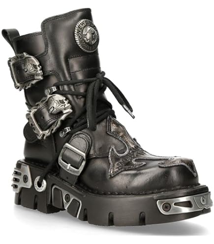 Amazon.com | New Rock BOOTS TANK373-S1 Black Leather Unisex Combat